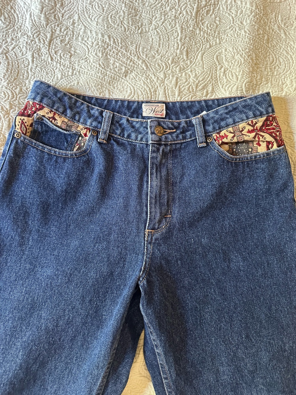 Vintage 90s Generation West by Wrangler jeans with tapestry patchwork